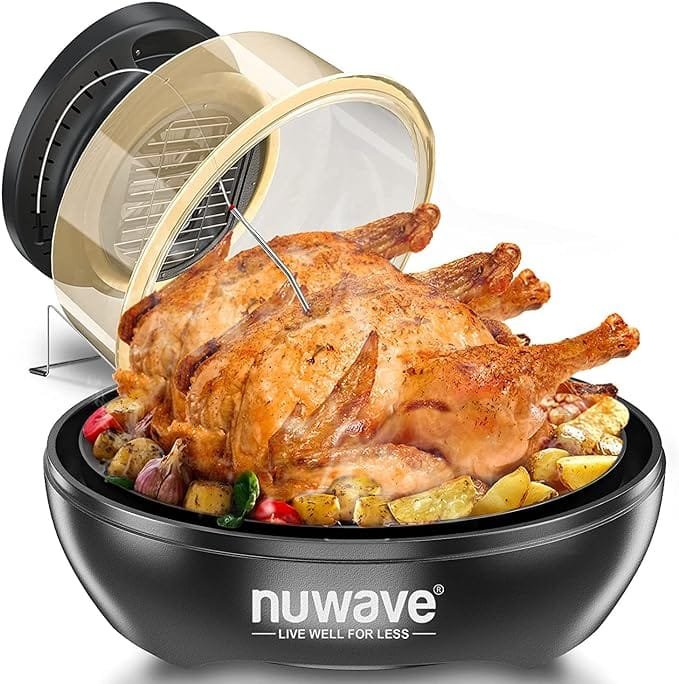 Nuwave Air Fryer Infrared Convection Oven, Cook Fresh or Frozen, No Defrosting or Preheating, 360 Surround Heat, Cooking from 50 to 400 Degrees, 100 Presets, 50 Memory, 360 Food Eas